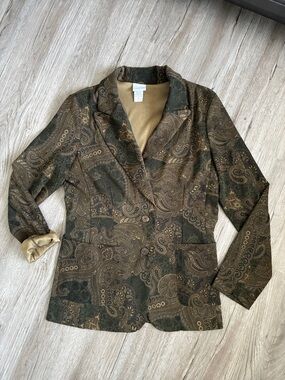 Vintage Paisley Patchwork Blazer in Brown & Olive